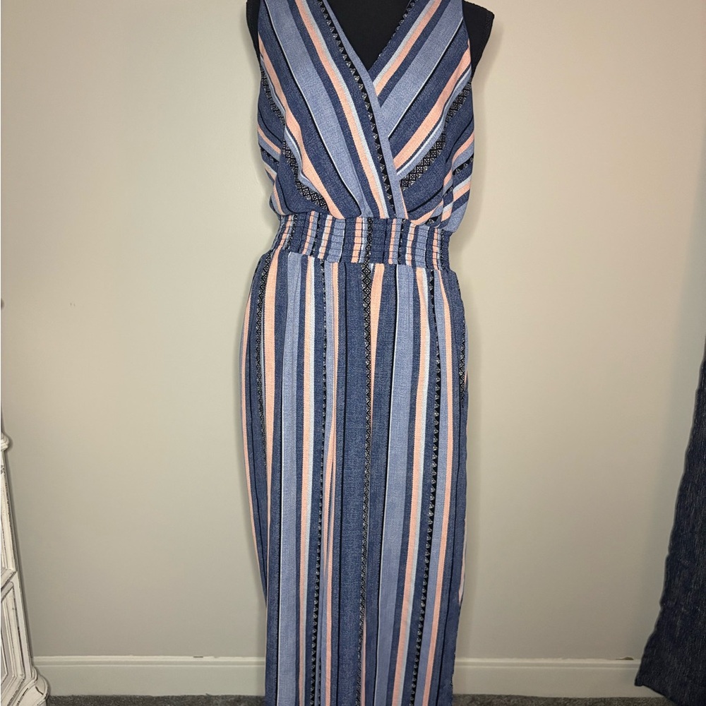 Striped Blue and Pink Jumpsuit